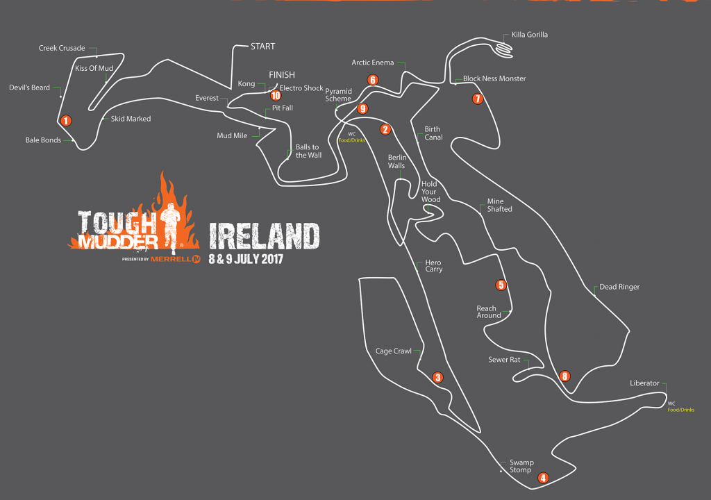 Tough Mudder Ireland 2017 Course Map